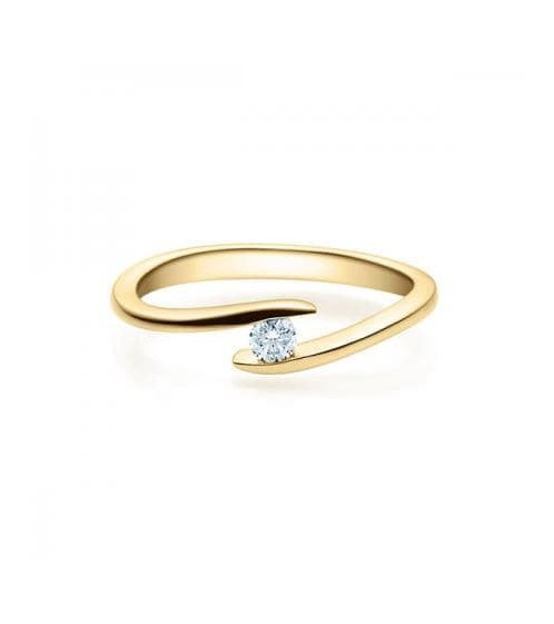 Deneb 0,10 l Oro amarillo - ANILLO DE COMPROMISO EN ORO - Original anillo de compromiso de oro amarillo con un diamante en tensi