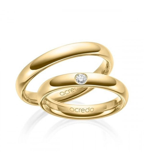 Alianzas de boda clásicas en oro amarillo con un diamante. 3,00 mm - Alianzas de boda - 

