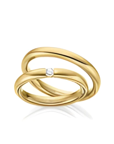 Finas alianzas de boda clásicas en oro amarillo con un diamante al aire - Alianzas de boda - 



