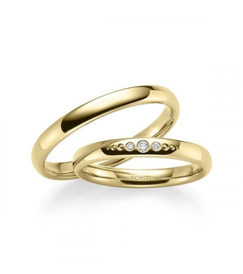 Alianzas de boda clásicas en oro amarillo con varios diamantes - Alianzas de boda - 



