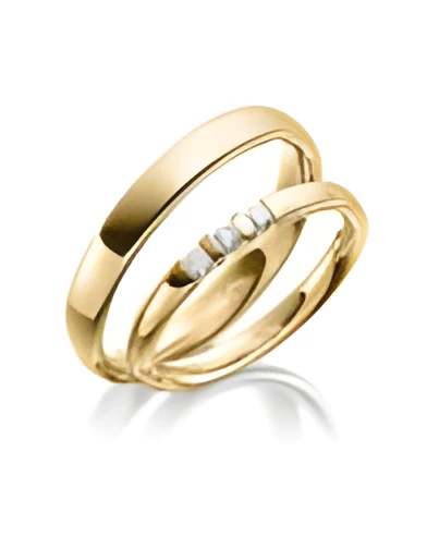 Pareja de alianzas de boda de oro con 3 diamantes - Alianzas de boda - 



