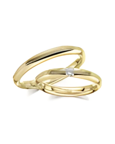 Pareja de alianzas de boda con diseño especial en oro con un diamante - Alianzas de boda - 



