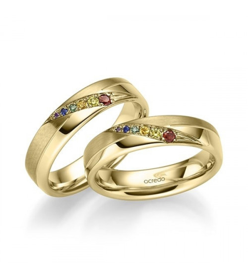 Originales alianzas de boda de oro con diamantes de colores - Alianzas de boda - 

