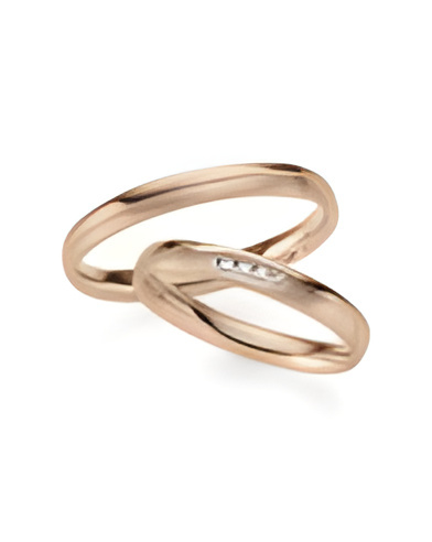 Pareja de anillos de boda de oro rosa con 5 diamantes y una división - Alianzas de boda - 


