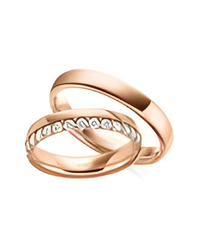 Nuevas alianzas de boda de oro rosa con media corona de diamantes naturales éticos - Alianzas de boda - 


