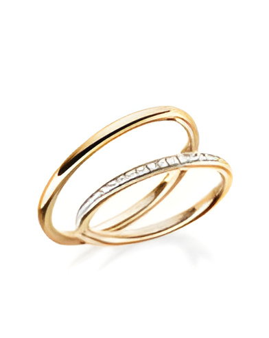 Finos y elegantes anillos de boda de oro rosa con media corona de diamantes naturales éticos - Alianzas de boda - 



