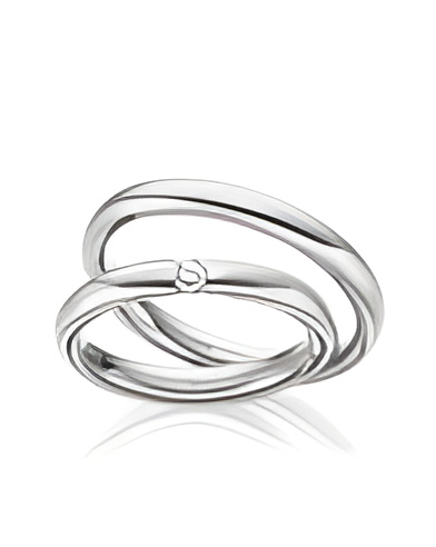 Pareja de anillos de Platino con un diamante al aire - Alianzas de boda - 

