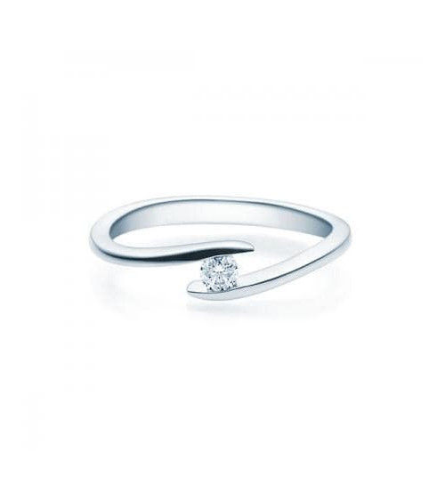 Deneb 0,10 l Oro blanco o Platino - Anillos de compromiso - Anillo de compromiso redondo en oro blanco o platino