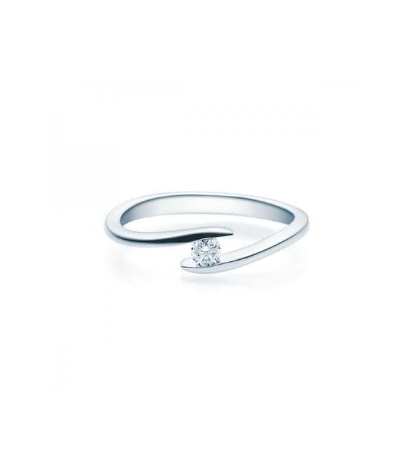Deneb 0,10 l Oro blanco o Platino - Anillos de compromiso - Anillo de compromiso redondo en oro blanco o platino