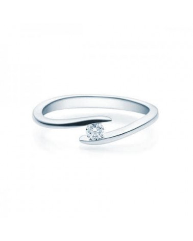 Deneb 0,10 l Oro blanco o Platino - Anillos de compromiso - Anillo de compromiso redondo en oro blanco o platino