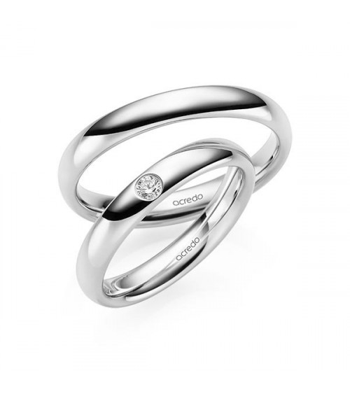 Anillos de boda redondeados de Platino con un diamante talla brillante - Alianzas de boda - 

