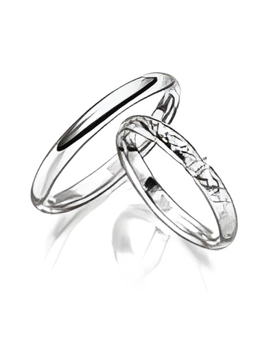 Alianzas de boda diseño especial en Platino con diamantes - Alianzas de boda - 


