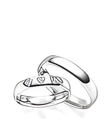 Diseño especial en alianzas de boda de Platino con diamantes formando 3 corazones - Alianzas de boda - 

