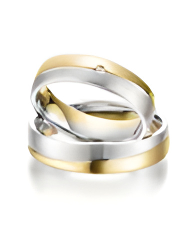 Anillos de boda bicolor en oro blanco y amarillo con un diamante - Alianzas de boda - 


