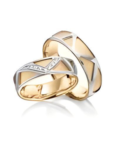 Alianzas de boda únicas de oro blanco y oro rosa con acabado especial y diamantes - Alianzas de boda - 



