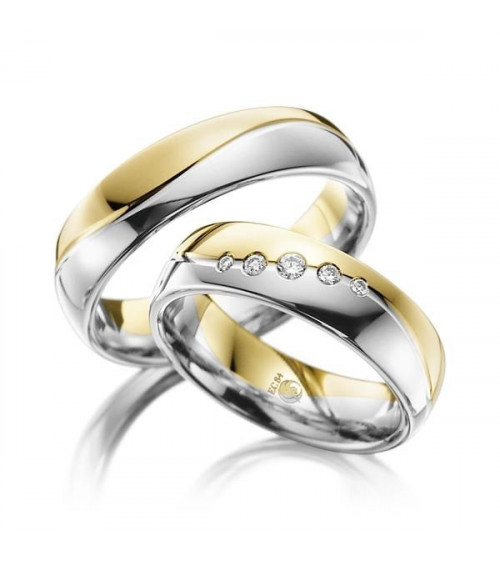Alianzas de boda totalmente personalizables en oro amarillo y oro blanco con 3 diamantes - Alianzas de boda - 


