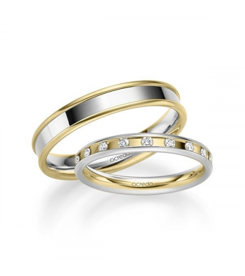Anillos en dos colores con diamantes naturales de origen ético (RJC) - Alianzas de boda - 



