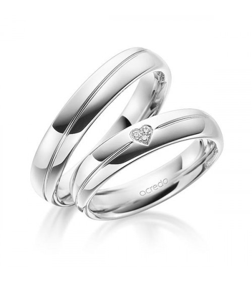 Alianzas de boda originales en oro blanco con diamante corazón - Alianzas de boda - 

