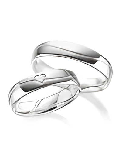 Originales anillos de boda blancos con un diamante talla corazón - Alianzas de boda - 

