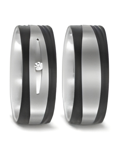Alianzas de boda negras y blancas de carbon y titanio anchas - Alianzas de boda - 

