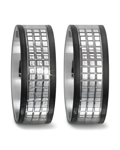 Anillos especiales de color negro y plateado de titanio y carbono - Alianzas de boda - 

