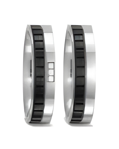 Par de anillos de carbono y titanio para la boda con 3 diamantes para ella - Alianzas de boda - 

