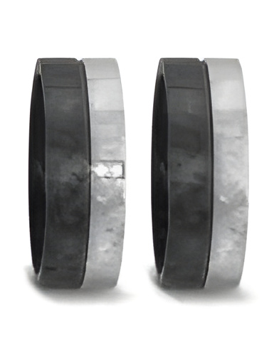 Alianzas de boda anchas bicolor hechas de titanio y carbono con 2 diamantes - Alianzas de boda - 

