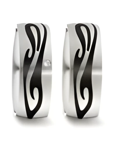 Alianzas de boda de Titanio con un dibujo de color negro - Alianzas de boda - 

