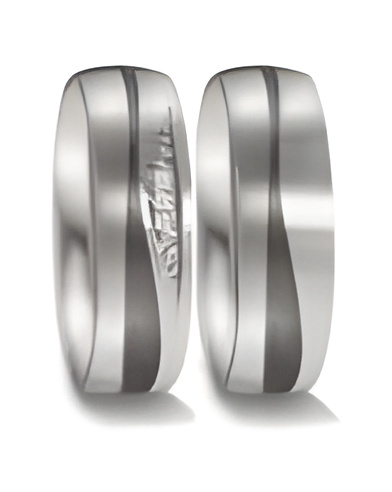 Par de anillos para la boda de titanio con diamantes - Alianzas de boda - 


