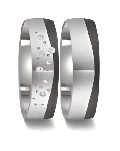 Anillos únicos de Titanio y Carbono con muchos diamantes - Alianzas de boda - 

