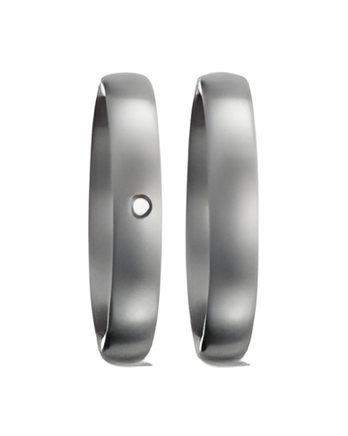 Par de anillos finos de titanio para toda la vida con acabado mate y un diamante - Alianzas de boda - 

