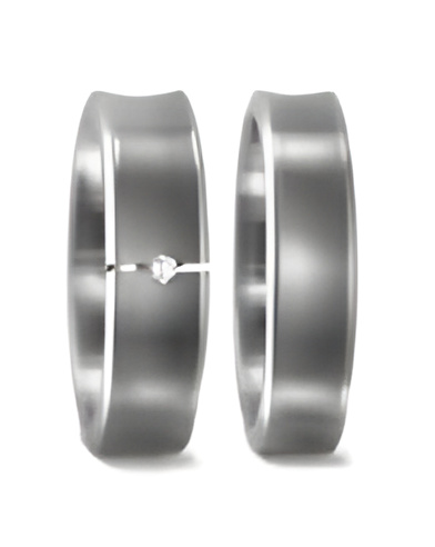 Anillos de matrimonio de titanio con un diamante en tensión - Alianzas de boda - 

