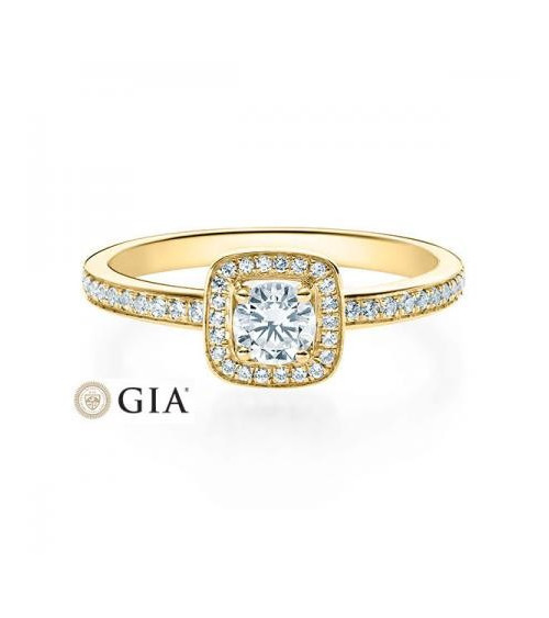 Carinea Major 0,42 l Oro amarillo - ANILLO DE COMPROMISO EN ORO - Solitario en oro de 18K con corona de diamantes