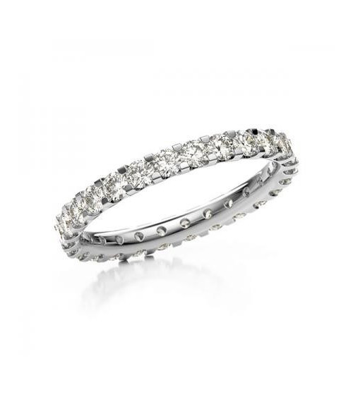 Naos 1,30 l Oro blanco o Platino - Anillos de compromiso - Anillo Memoire de diamantes con corona completa en oro blanco o plati