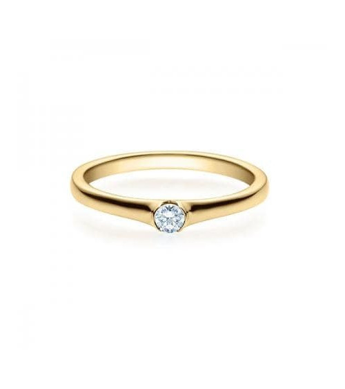 Gruis 0,10 l Oro amarillo - ANILLO DE COMPROMISO EN ORO - Anillo de pedida de oro amarillo con un diamante con perfil semi abier