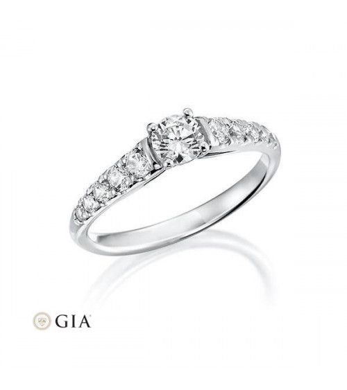 Meissa 0,75 l Oro blanco o Platino - Anillos de compromiso - Elegante anillo de pedida combinado en oro blanco o platino con cer