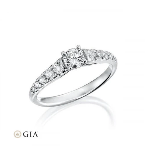 Meissa 0,75 | Oro blanco o Platino - Anillos de compromiso - Elegante anillo de pedida combinado en oro blanco o platino con cer