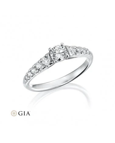 Meissa 0,75 | Oro blanco o Platino - Anillos de compromiso - Elegante anillo de pedida combinado en oro blanco o platino con cer