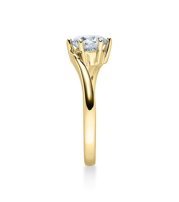 Anillo de pedida en oro amarillo de 14 y 18 K. Diamante 0,10 ct. Modelo care - 1 Anillo de pedida en oro amarillo de 14 y 18 K. Diamante 0,10 ct. Modelo care - 1