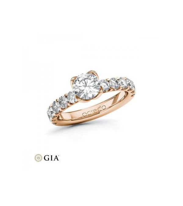 Anillo en oro amarillo con 3 diamantes. Diamante central (0,70 ct) Rubin - 1 Anillo en oro amarillo con 3 diamantes. Diamante central (0,70 ct) Rubin - 1