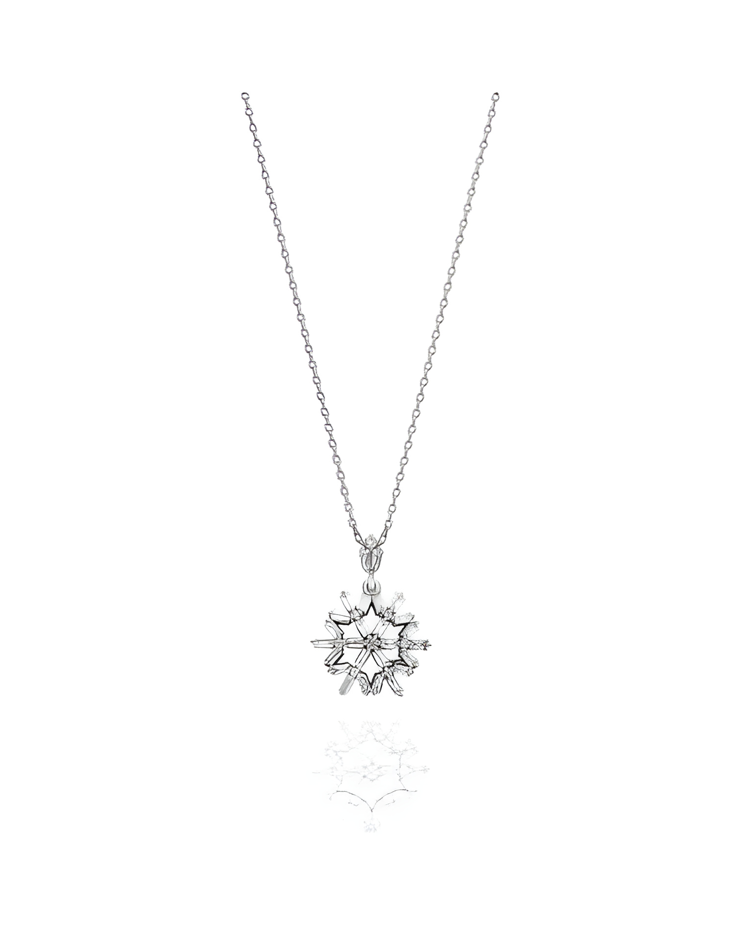 Collar de oro blanco en forma de copito de nieve | Staring
