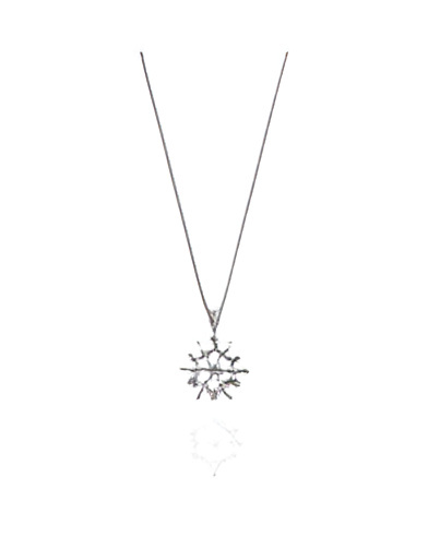 Collar de oro blanco en forma de copito de nieve | Staring