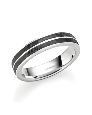 Anillo de compromiso para hombre de platino con carbono | Staring