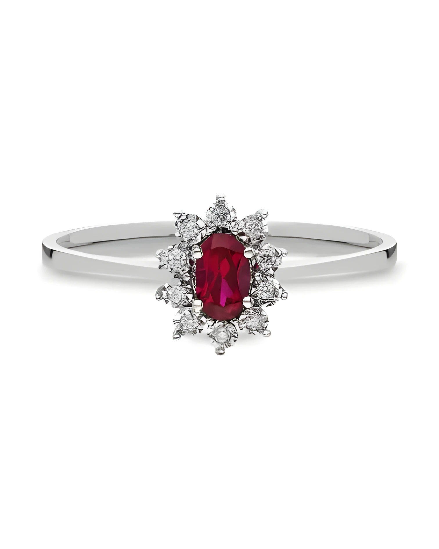 Anillo de oro con un rubí oval y diamantes | Staring