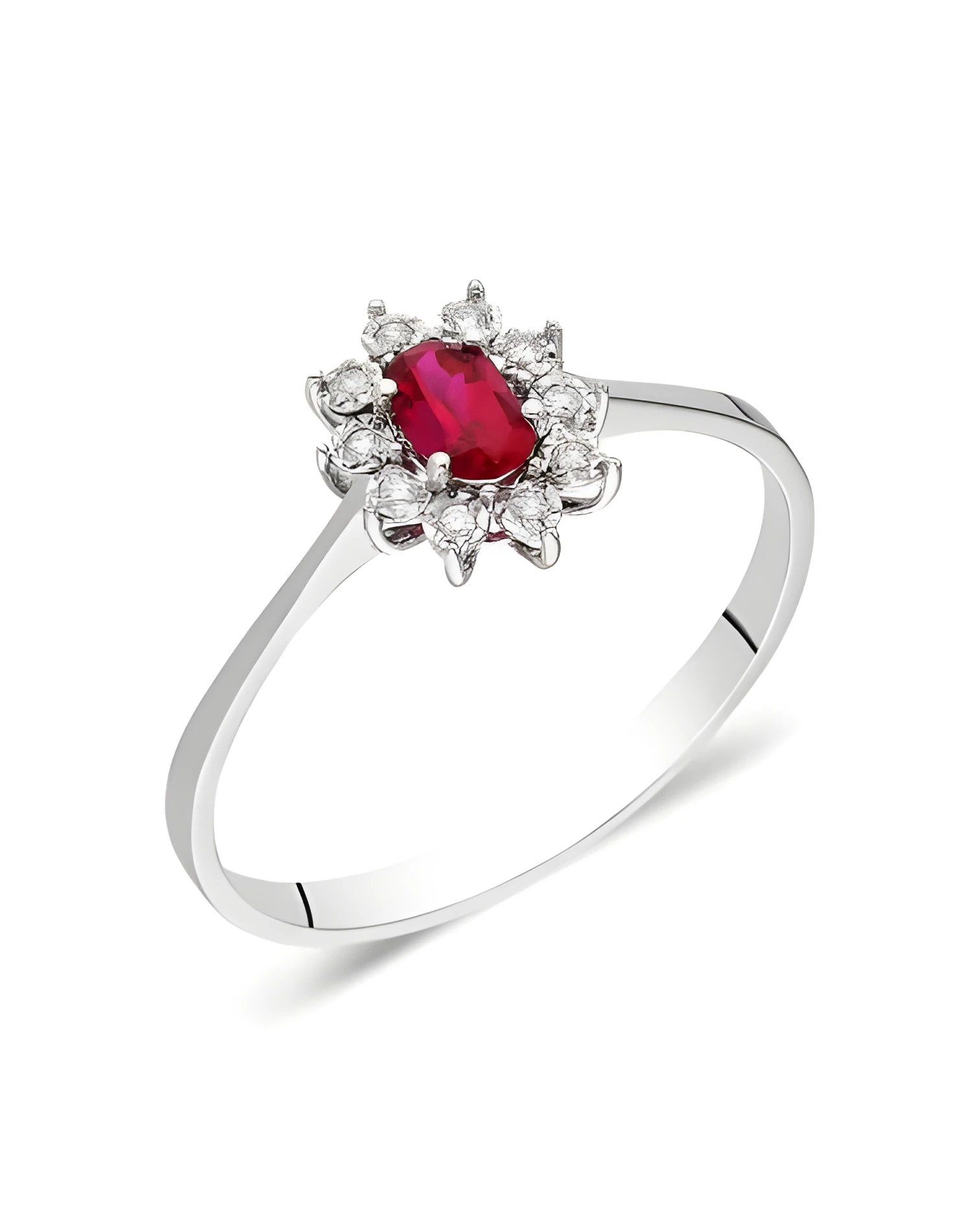 Anillo de oro con un rubí oval y diamantes | Staring