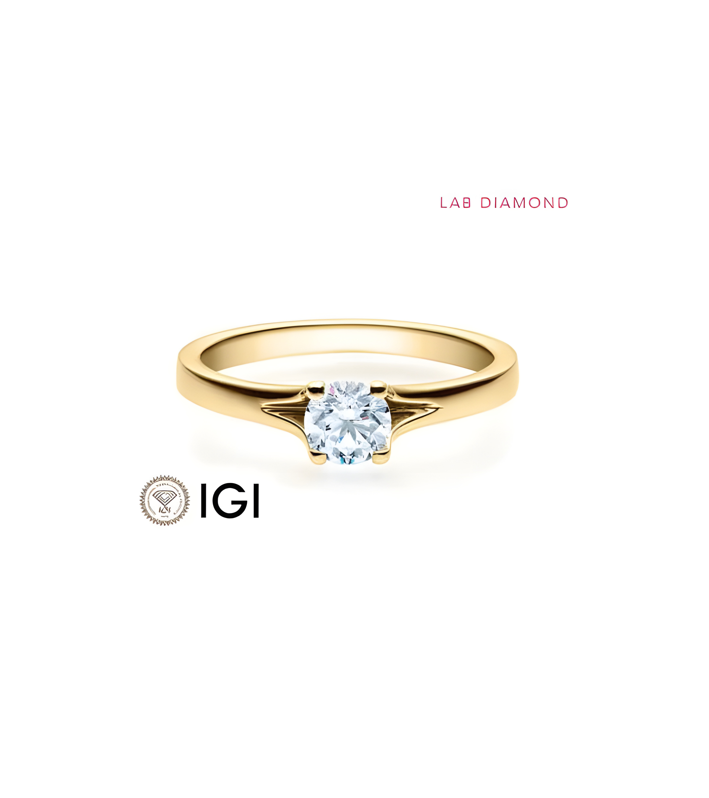 Anillo de compromiso solitario con un diamante artificial ético