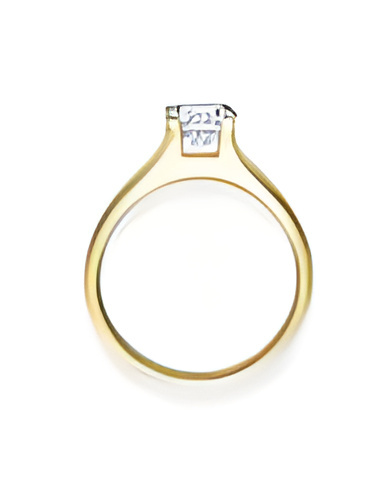Anillo de compromiso solitario con un diamante artificial ético