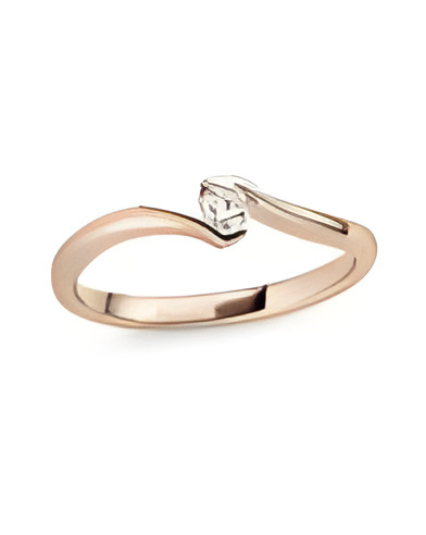 Original anillo de compromiso de oro rosa con diamante natural ético