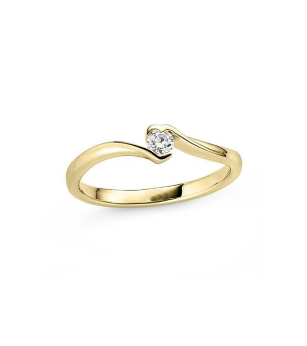 Anillo de compromiso oro amarillo con diamante corazón I Staring