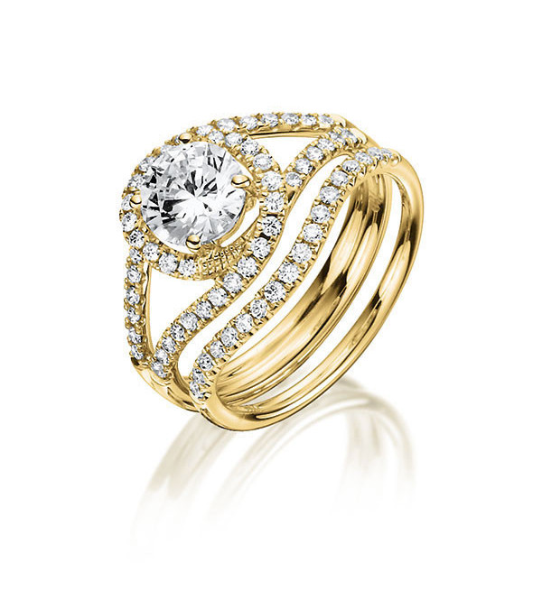 Alianzas de boda en oro amarillo con diamante tensado al aire. 2,7 mm. Acredo - 1 Alianzas de boda en oro amarillo con diamante tensado al aire. 2,7 mm. Acredo - 1